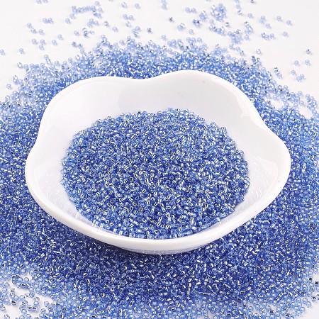 MGB Matsuno Glass Beads, Japanese Seed Beads, 15/0 Silver Lined Glass Round Hole Rocailles Seed Beads, Cornflower Blue, 1.5x1mm, Hole: 0.5mm, about 5400pcs/20g