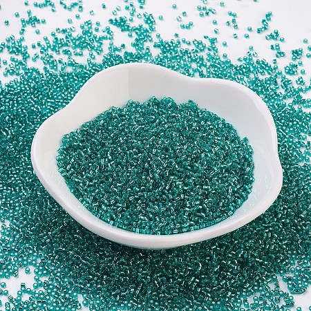 MGB Matsuno Glass Beads, Japanese Seed Beads, 15/0 Silver Lined Glass Round Hole Rocailles Seed Beads, Light Sea Green, 1.5x1mm, Hole: 0.5mm, about 5400pcs/20g