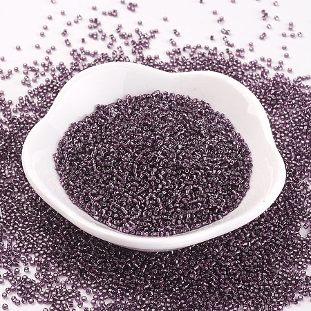 MGB Matsuno Glass Beads, Japanese Seed Beads, 15/0 Silver Lined Glass Round Hole Rocailles Seed Beads, Purple, 1.5x1mm, Hole: 0.5mm, about 5400pcs/20g