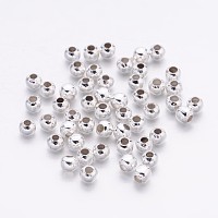 Honeyhandy Iron Spacer Beads, Round, Silver Color Plated, 3mm diameter, hole: 1mm, about 435pcs/20g