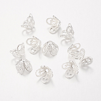 ARRICRAFT Brass Bead Caps, Lead Free and Cadmium Free, Silver Color Plated, about 8.5mm long, 8.5mm wide, 6mm thick, hole: 1mm