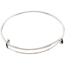 PH PandaHall 100pcs Adjustable Bangle Bracelet Iron Wire Bracelet Blank Cuff Bracelet for Jewelry Making, 2.6” - Silver Plated