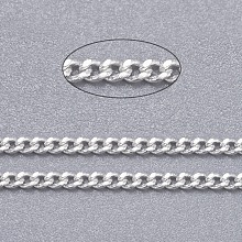 Honeyhandy Brass Twisted Chains, Curb Chains, Diamond Cut, Soldered, Faceted, with Spool, Cadmium Free & Lead Free, Silver Color Plated, 1.5x1x0.35mm, about 301.83 Feet(92m)/roll