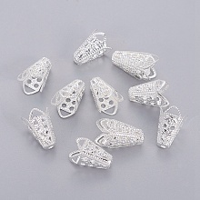 Honeyhandy Iron Bead Caps, Flower, Silver Color Plated, 16x10mm, Hole: 1.5mm