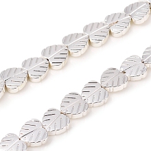 Honeyhandy Electroplated Non-magnetic Synthetic Hematite Beads Strands, Heart Leaf, Silver Plated, 8x8x2.5mm, Hole: 0.8mm, about 55pcs/Strand, 16.14 inch(41cm)