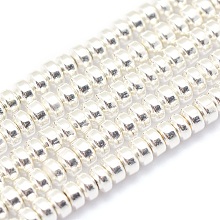 Honeyhandy Electroplate Non-magnetic Synthetic Hematite Beads Strands, Grade AA, Long-Lasting Plated, Rondelle, Silver Plated, 3x2mm, Hole: 0.8mm, about 223pcs/strand, 15.7 inch(40cm)