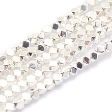 Honeyhandy Electroplate Non-magnetic Synthetic Hematite Beads Strands, Grade AA, Long-Lasting Plated, Faceted, Cube, Silver Plated, 3x3x3mm, Hole: 0.8mm, about 141pcs/strand, 15.7 inch(40cm)