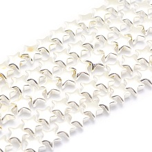 Honeyhandy Electroplate Non-magnetic Synthetic Hematite Beads Strands, Grade AA, Long-Lasting Plated, Star, Silver Plated, 6x6mm, Hole: 0.8mm, about 85pcs/strand, 15.7 inch(40cm)