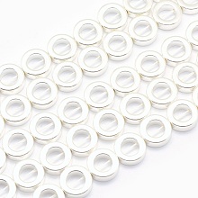 Honeyhandy Electroplate Non-magnetic Synthetic Hematite Beads Strands, Grade AA, Long-Lasting Plated, Donut, Silver Plated, 12x4mm, Hole: 1mm, Inner Diameter: 7mm, about 33pcs/strand, 15.7 inch(40cm)