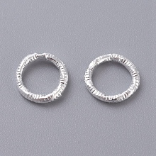 Honeyhandy Iron Textured Jump Rings, Open Jump Rings, for Jewelry Making, Silver, 7.5x1mm, 18 Gauge, Inner Diameter: 5.5mm, 2000pcs/bag