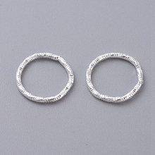 Honeyhandy Iron Textured Jump Rings, Open Jump Rings, for Jewelry Making, Silver, 12x1mm, 18 Gauge, Inner Diameter: 10mm, about 1950~2000pcs/bag