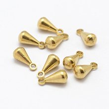 Honeyhandy Brass Charms, Chain Extender Drop, Nickel Free, Teardrop, Raw(Unplated), 6x3mm, Hole: 1.5mm