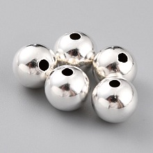 Honeyhandy Brass Beads, Long-Lasting Plated, Round, 925 Sterling Silver Plated, 8mm, Hole: 1.8mm