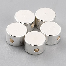 Honeyhandy Brass Beads, Long-Lasting Plated, Flat Round, 925 Sterling Silver Plated, 5x3mm, Hole: 1mm