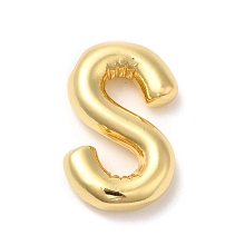 Honeyhandy Eco-Friendly Rack Plating Brass Pendants, Long-Lasting Plated, Lead Free & Cadmium Free, Real 18K Gold Plated, Letter Charm, Letter S, 21~23x13~26x4.5~5.5mm, Hole: 2.5~3.5x1.5~2mm