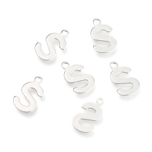 Honeyhandy 201 Stainless Steel Charms, Alphabet, Letter.S, 12.4x7.3x0.6mm, Hole: 1.4mm