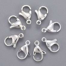 Honeyhandy 304 Stainless Steel Lobster Claw Clasps, Parrot Trigger Clasps, Silver Color Plated, 12x7x3.5mm, Hole: 1.4mm