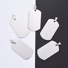 Honeyhandy 304 Stainless Steel Big Pendants, Manual Polishing, Blank Stamping Tags, Rectangle, Stainless Steel Color, 43x24x1.8mm