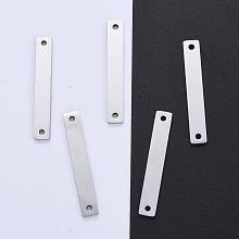 Honeyhandy 304 Stainless Steel Links Connectors, Manual Polishing, Stamping Blank Tags, Rectangle, Stainless Steel Color, 38x6x1.8mm, Hole: 1.8mm