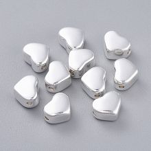 Honeyhandy 304 Stainless Steel Beads, Heart, Silver, 8.5x10.5x6.5mm, Hole: 1.8mm