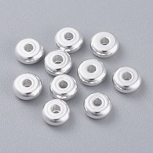 Honeyhandy 201 Stainless Steel Spacer Beads, Flat Round, Silver, 6x2.5mm, Hole: 1.6mm