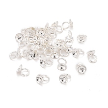 Honeyhandy 201 Stainless Steel Bead Cap Pendant Bails, for Globe Glass Bubble Cover Pendants, Silver, 4x4mm, Hole: 1.2mm