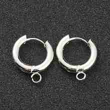 Honeyhandy 201 Stainless Steel Huggie Hoop Earring Findings, with Horizontal Loop and 316 Surgical Stainless Steel Pin, Silver, 20x18x3mm, Hole: 2.5mm, Pin: 1mm