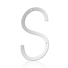 Honeyhandy 201 Stainless Steel Links connectors, Letter, Stainless Steel Color, Letter.S, 37x19.5x1mm, Hole: 1mm