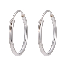 Honeyhandy 925 Sterling Silver Hoop Earring Findings, Ring, Silver, 14x1.2mm, Pin: 0.7mm