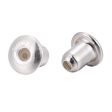 Honeyhandy 925 Sterling Silver Ear Nuts, Carved 925, Silver, 4x3mm, Hole: 0.8mm