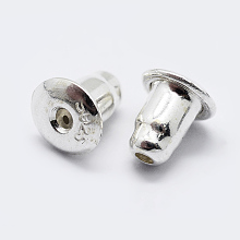 Honeyhandy 925 Sterling Silver Ear Nuts, Carved 925, Silver, 4x4mm, Hole: 0.8mm