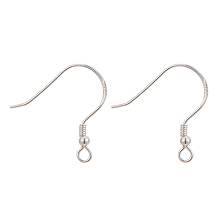 Honeyhandy 925 Sterling Silver Earring Hooks, Carved 925, Silver, 18x19x2mm, Hole: 1.5mm, Pin: 0.5mm