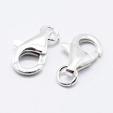 Honeyhandy 925 Sterling Silver Lobster Claw Clasps, with 925 Stamp, Silver, 11.5mm, Hole: 1mm