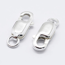 Honeyhandy 925 Sterling Silver Lobster Claw Clasps, Carved 925, Silver, 14mm, Hole: 2mm