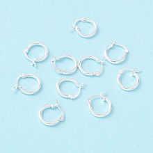 Honeyhandy 925 Sterling Silver Hoop Earrings, Chunky Small Huggie Hoop Earrings for Women, Silver, 14x13x2mm, Pin: 0.5x1mm