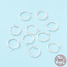 Honeyhandy 925 Sterling Silver Hoop Earrings, Chunky Small Huggie Hoop Earrings for Women, Silver, 18.5x17.5x2mm, Pin: 0.6x1.2mm