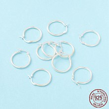 Honeyhandy 925 Sterling Silver Hoop Earrings, Chunky Small Huggie Hoop Earrings for Women, Silver, 24x23x2mm, Pin: 0.6x1.2mm