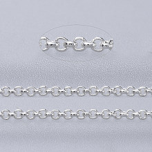 Honeyhandy Brass Rolo Chains, Belcher Chains, Soldered, Long-Lasting Plated, Cadmium Free & Lead Free, Silver Color Plated, 1x0.4mm