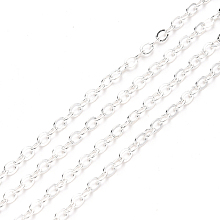 Honeyhandy 3.28 Feet Brass Cable Chains, Soldered, Flat Oval, Silver, 2.2x1.9x0.3mm, Fit for 0.6x4mm Jump Rings