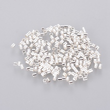 Honeyhandy 1700pcs 1.5mm Brass Tube Crimp End Beads, Cadmium Free & Lead Free, Silver Color Plated, hole: 1mm,1700pcs/10g