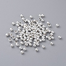 Honeyhandy Silver Color Plated Round Iron Spacer Beads, about 2mm in diameter, 2mm wide, Hole: 1mm