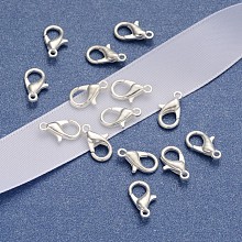 Silver Color Plated Alloy Lobster Claw Clasps, Parrot Trigger Clasps for DIY Metal Jewelry, Cadmium Free & Lead Free, Size: about 6mm wide, 12mm long, hole: 1.2mm