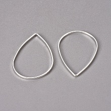 Honeyhandy Brass Links, teardrop, plated in Silver Color Plated, about 17mm wide, 25mm long, 1mm thick, hole: about 17mm