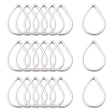 Honeyhandy Brass Linking Rings, Teardrop, Silver Color Plated, about 7mm wide, 11mm long, 1mm thick