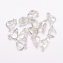 Honeyhandy Brass Clip-on Earring Findings, for non-pierced ears, Silver Color Plated, about 6mm wide, 13mm long, 8mm thick