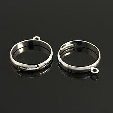 Honeyhandy Brass Loop Ring Bases, Adjustable, Lead Free and Cadmium Free, Ring Components, Silver Color Plated, 1Size: about 19mm in diameter, 17mm inner diameter, 1mm thick, Loop: about 2mm