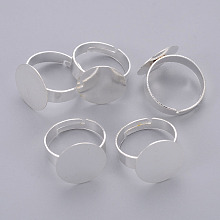 Honeyhandy Adjustable Iron Silver Color Plated Pad Ring Base Findings, Inner Diameter: 18mm