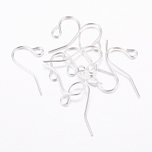 Honeyhandy Iron Earring Hooks, with Horizontal Loop, Silver Color Plated, Lead Free and Nickel Free, Size: about 17mm long, 12mm wide