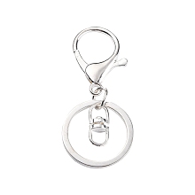 Honeyhandy Iron Alloy Lobster Claw Clasp Keychain, Silver Color Plated, 68x30mm