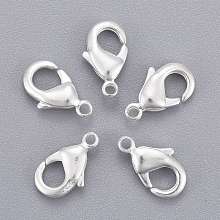 Honeyhandy Silver Color Plated Brass Lobster Claw Clasps, Parrot Trigger Clasps, 10x5x3mm, Hole: 1mm